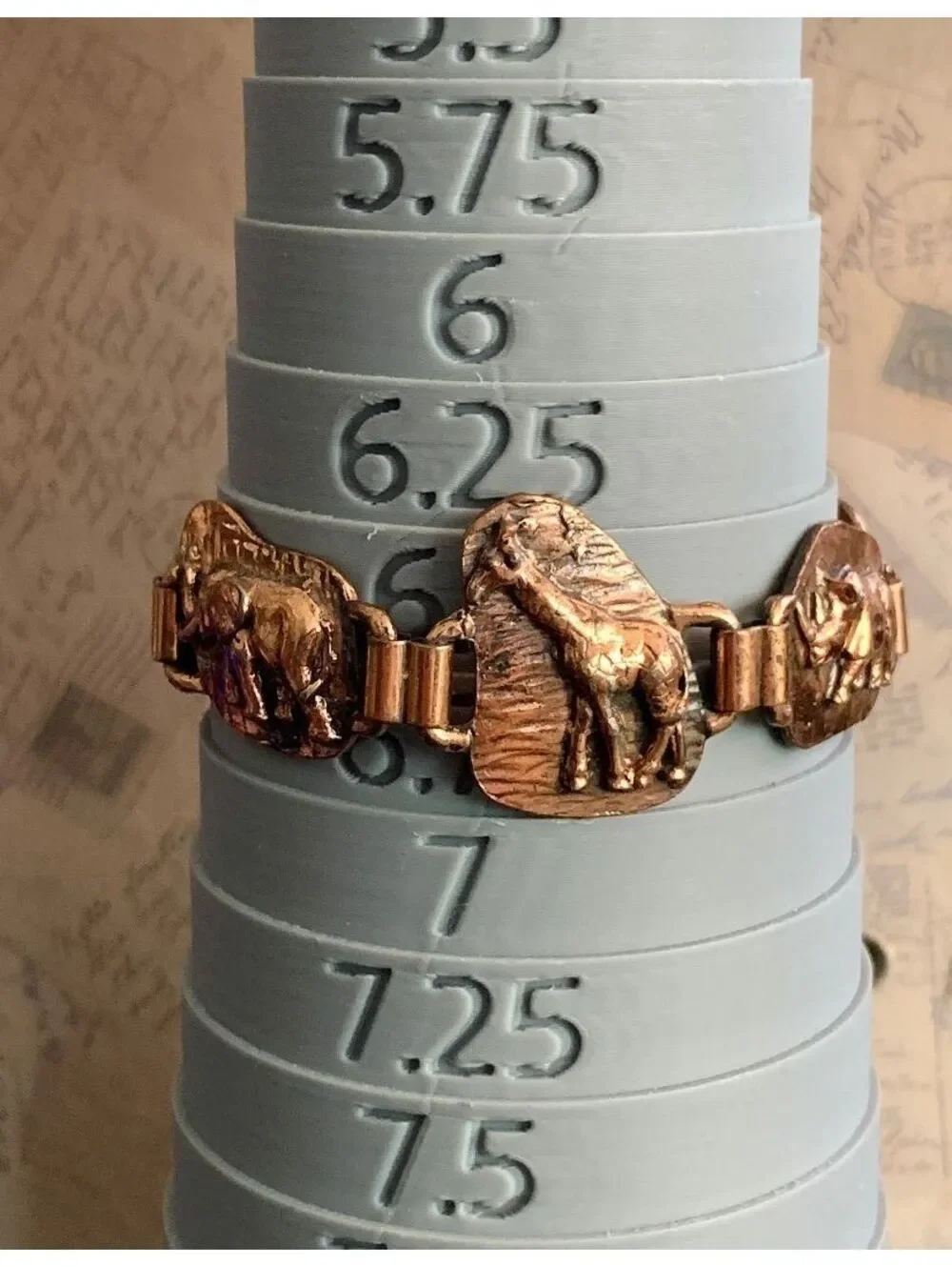 Vintage Solid Copper Safari Wildlife Panel Link Bracelet